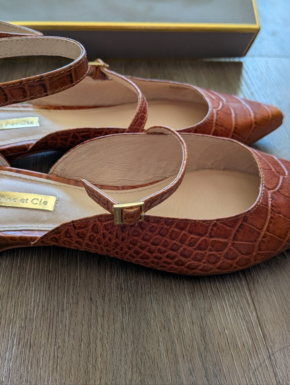 Louise et Cie Anthropologie Croc-Embossed Pointed Mary Jane Flats Size 8.5 - Picture 6 of 9